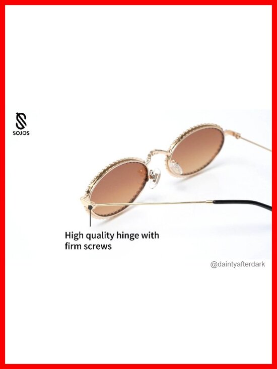 Retro Oval Rhinestone Sunglasses UV400 Metal Frame main image 4